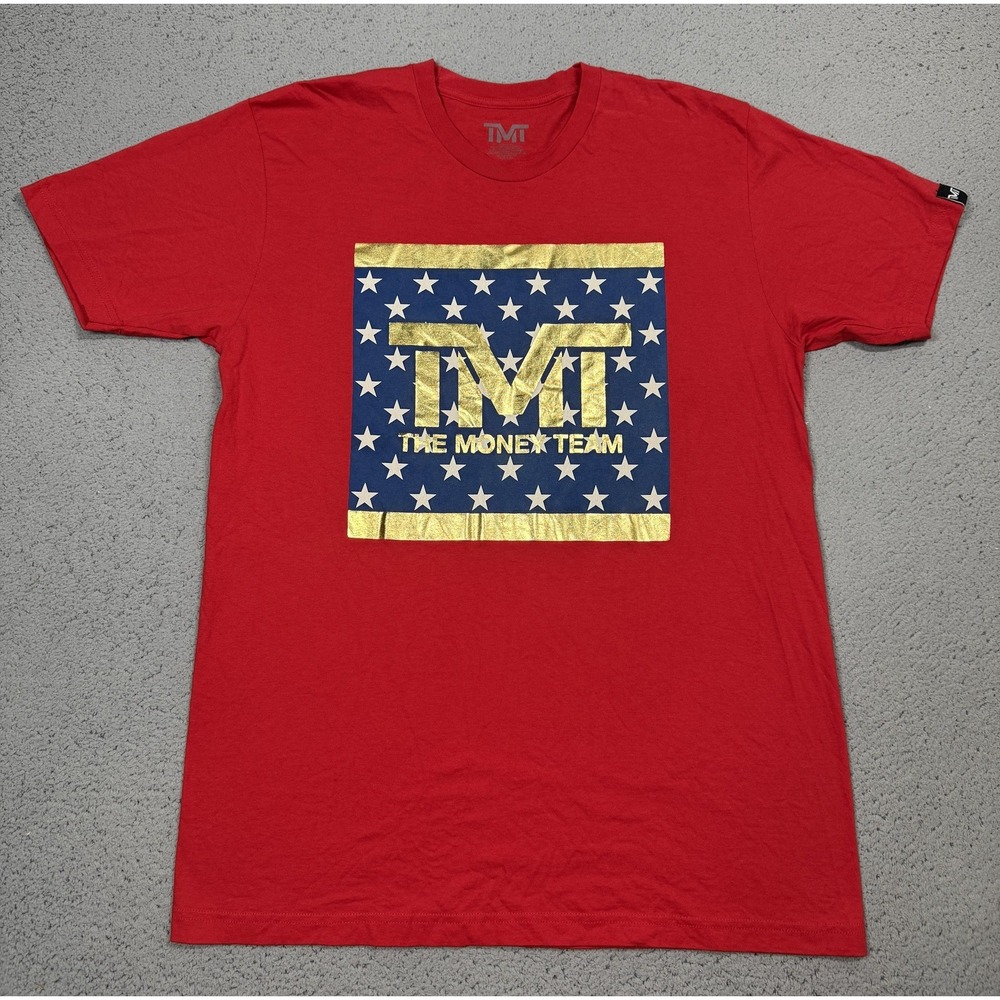 The Money Team Shirt Mens XL Red TMT Flag Stars Gold Graphic Tee Tagless USA